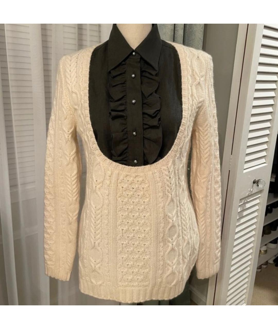 CHRISTIAN DIOR Белый шерстяной джемпер / свитер, фото 4