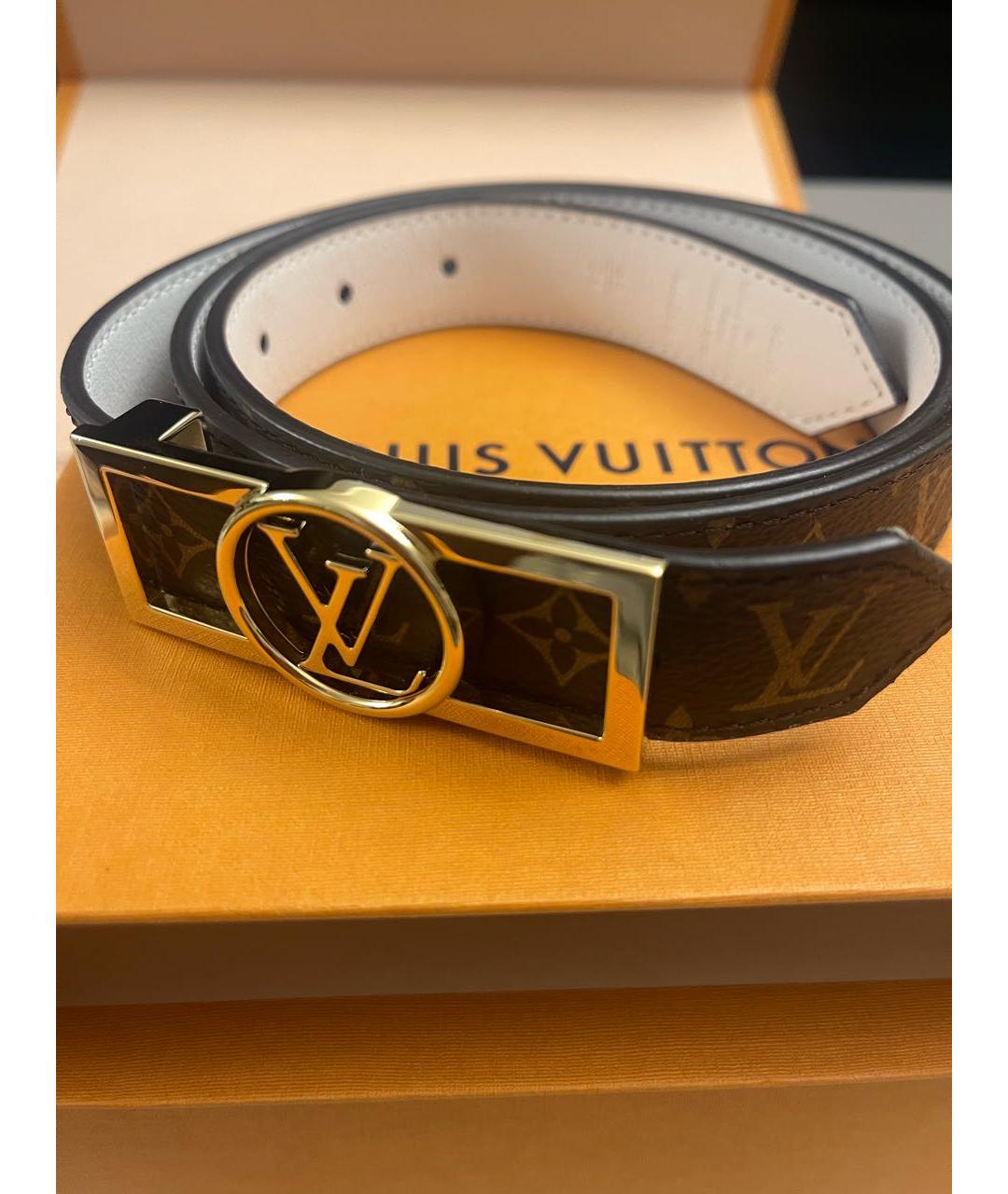 LOUIS VUITTON Коричневый кожаный ремень, фото 2