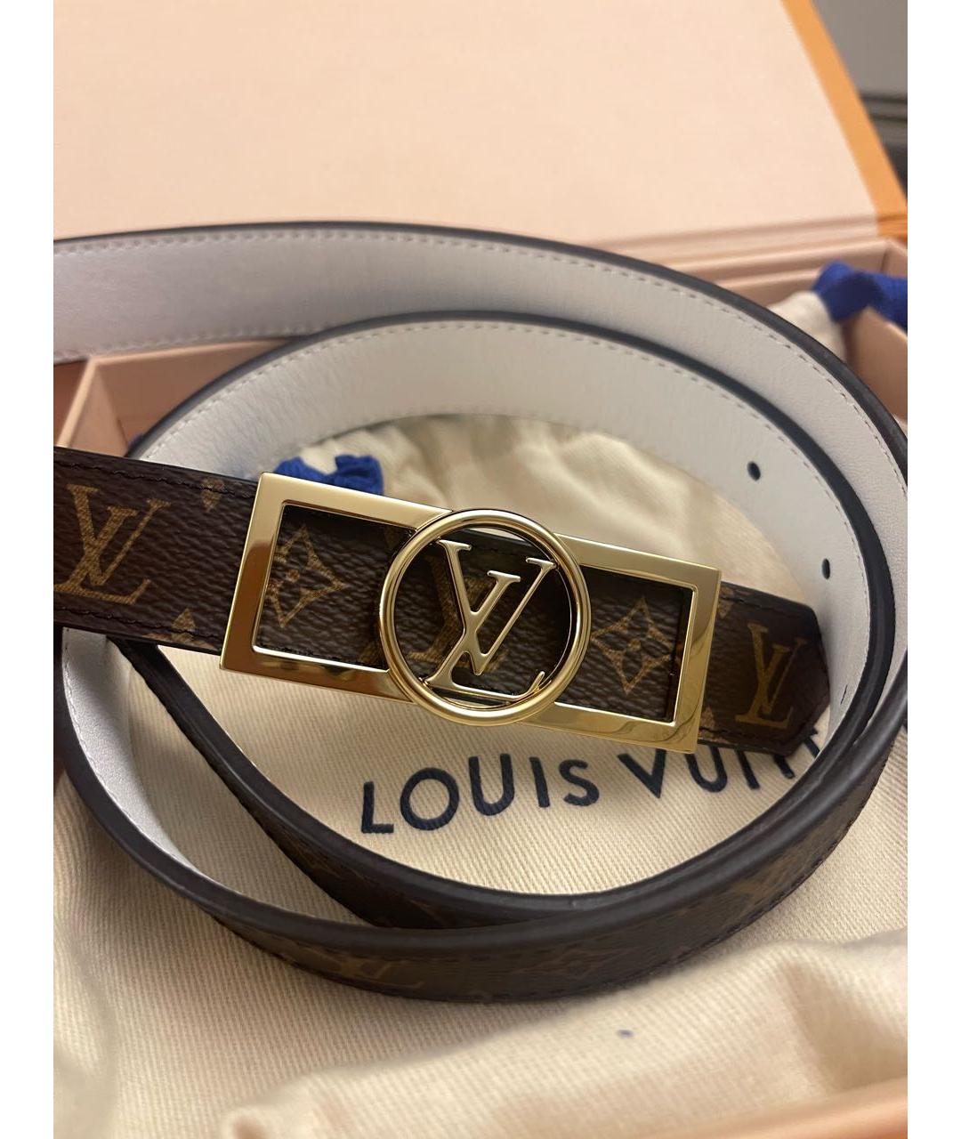 LOUIS VUITTON Коричневый кожаный ремень, фото 5