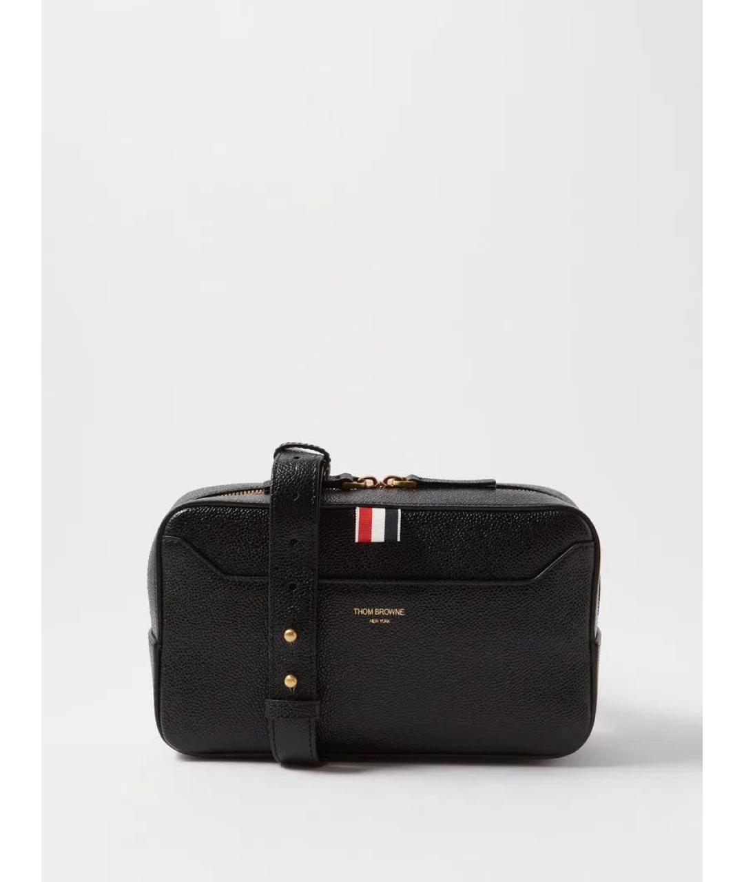 THOM BROWNE Черная кожаная поясная сумка, фото 5