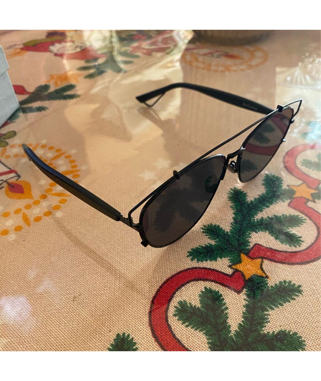 CHRISTIAN DIOR Черные металлические солнцезащитные очки, фото 2