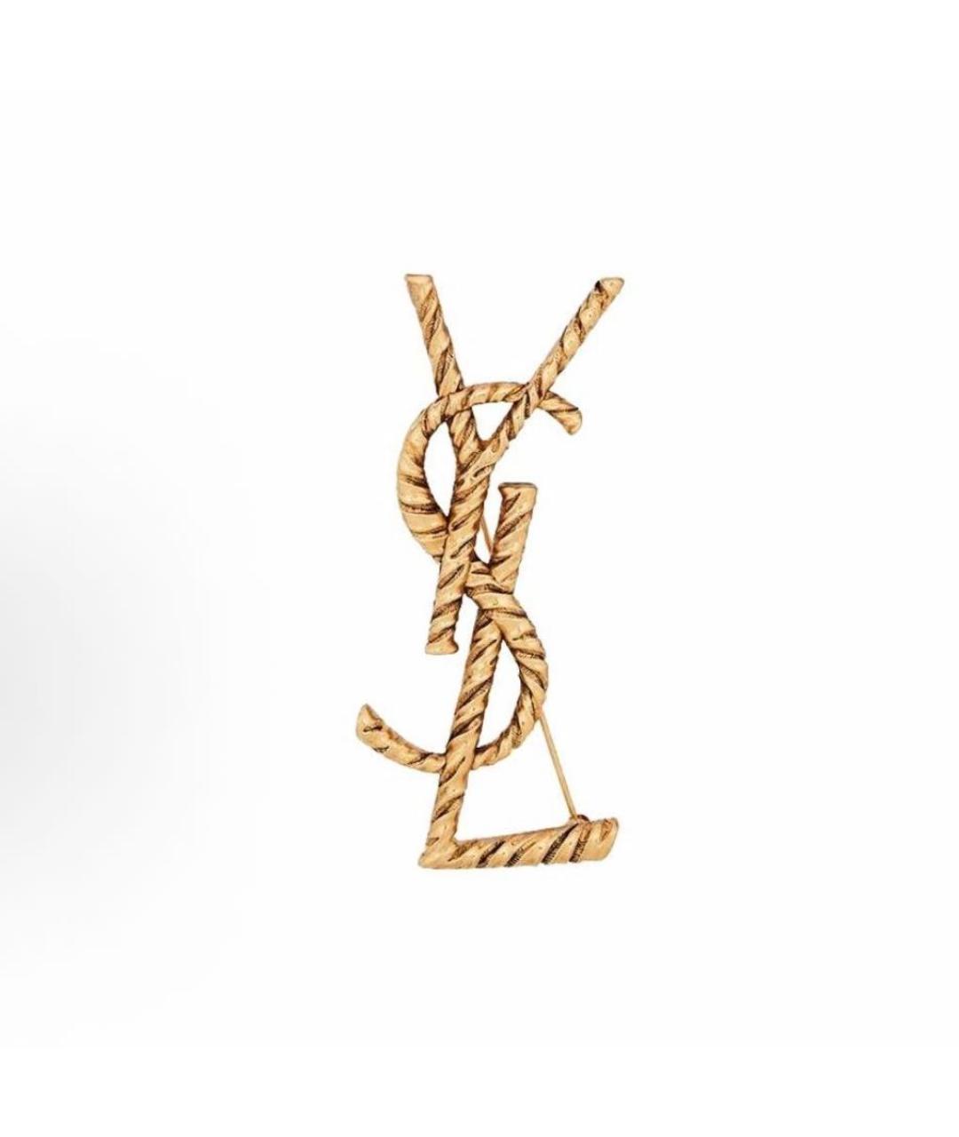 SAINT LAURENT Золотая латунная булавка / брошь, фото 3