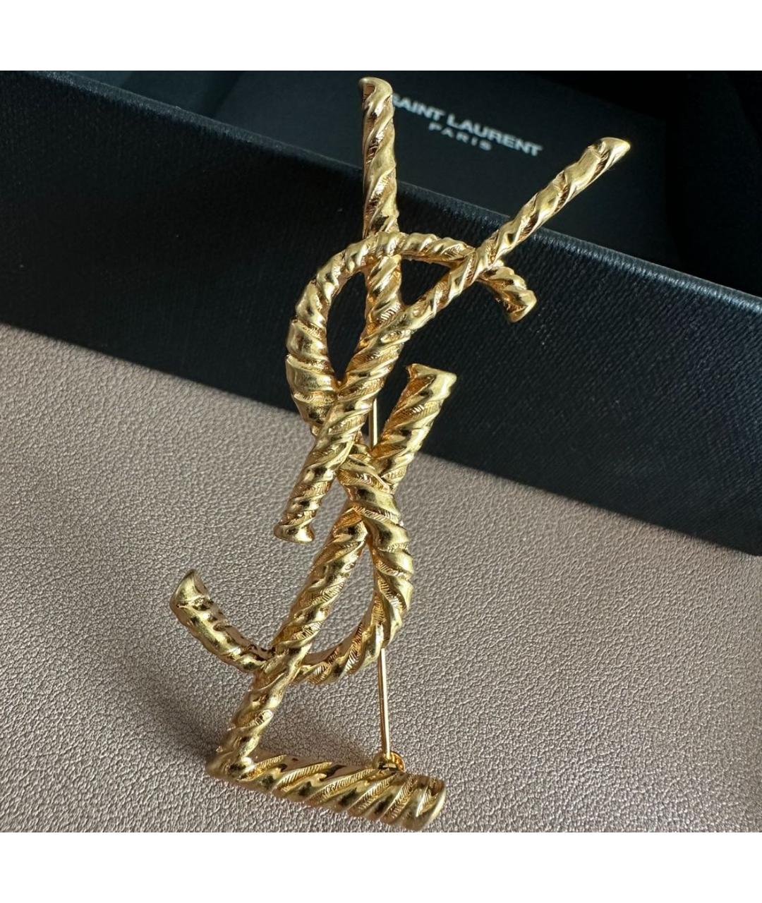 SAINT LAURENT Золотая латунная булавка / брошь, фото 2