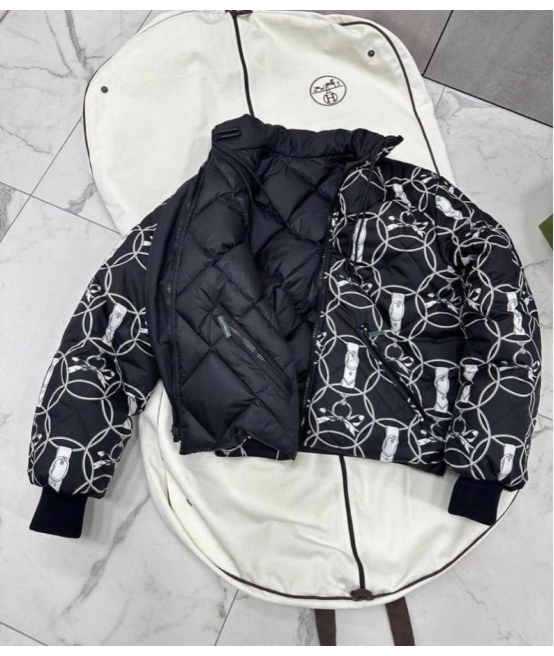 HERMES Черный полиэстеровый пуховик, фото 3