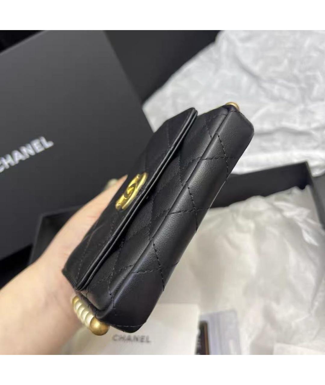 CHANEL Черная кожаная сумка через плечо, фото 3