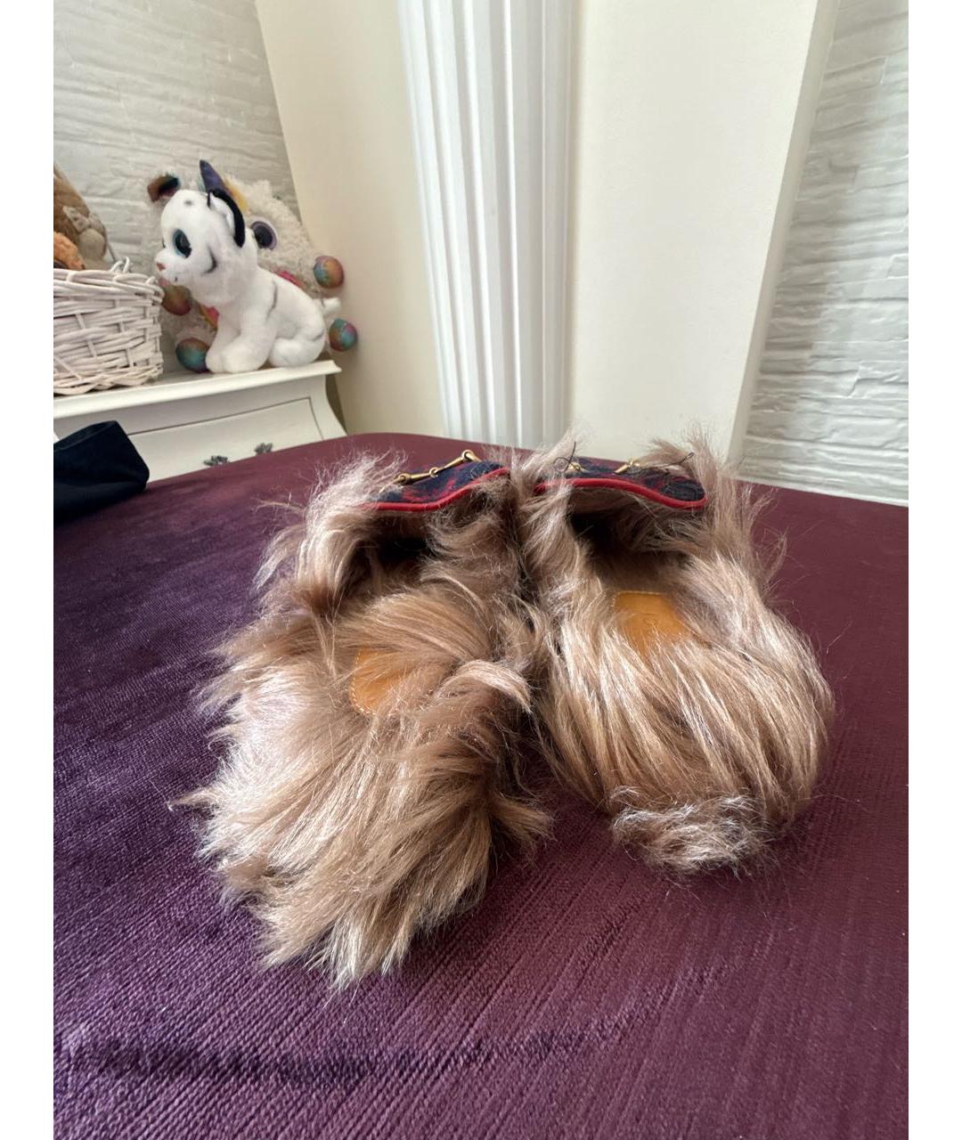 GUCCI Синие текстильные лоферы, фото 4