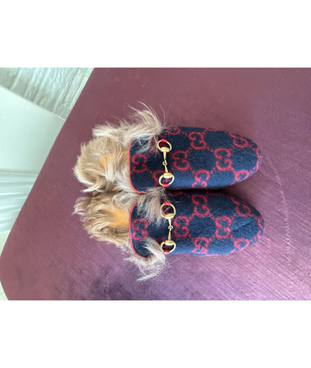 GUCCI Синие текстильные лоферы, фото 2