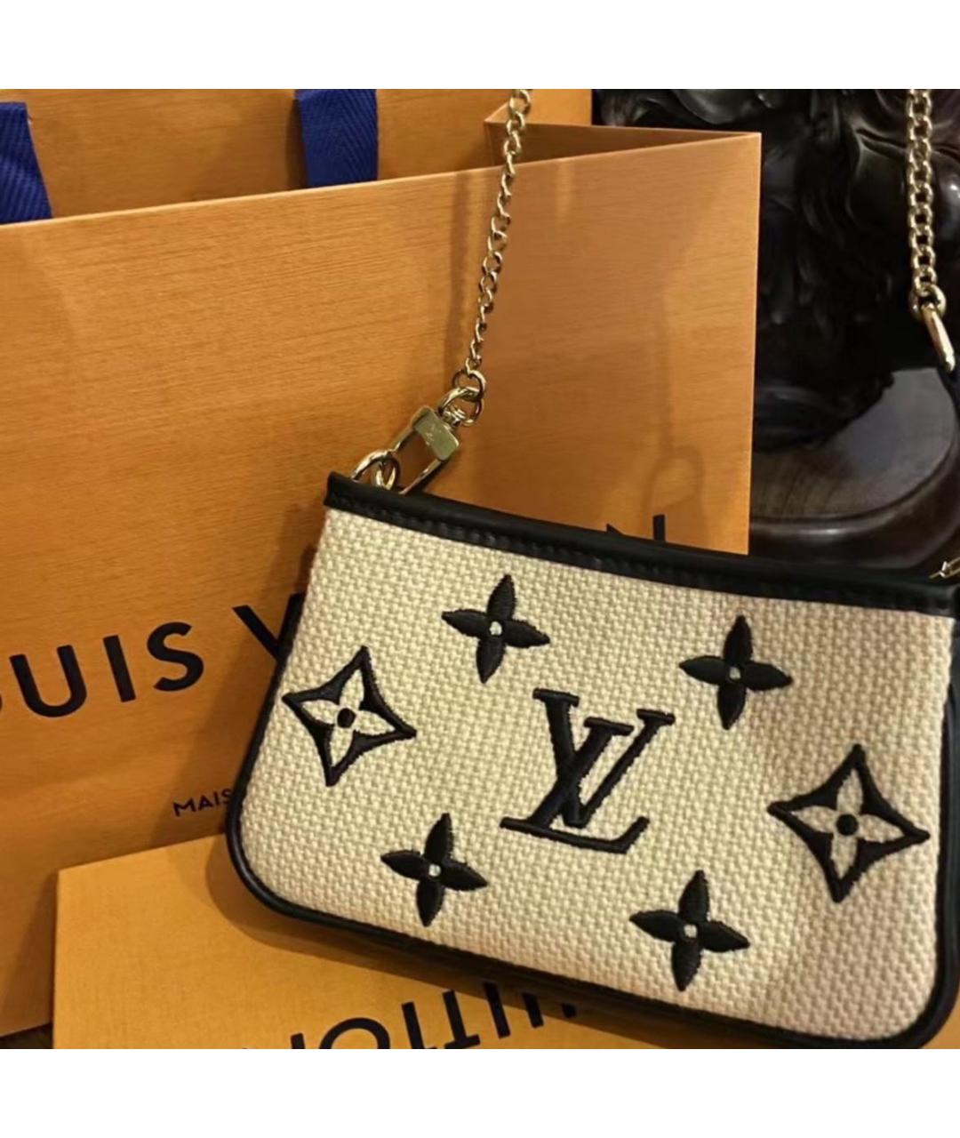 LOUIS VUITTON Бежевая кожаная сумка через плечо, фото 2