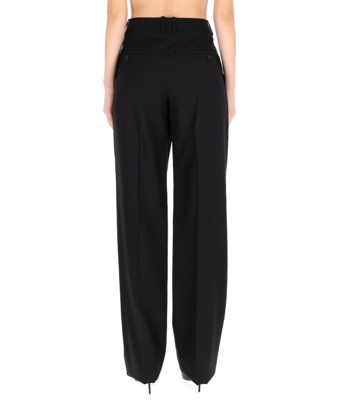 SAINT LAURENT Черные хлопковые прямые брюки, фото 4