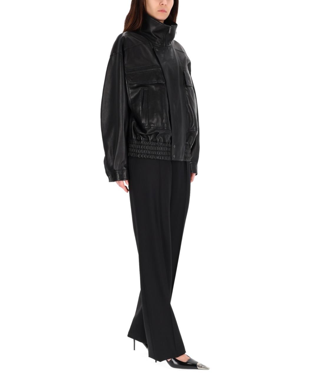 SAINT LAURENT Черные хлопковые прямые брюки, фото 2