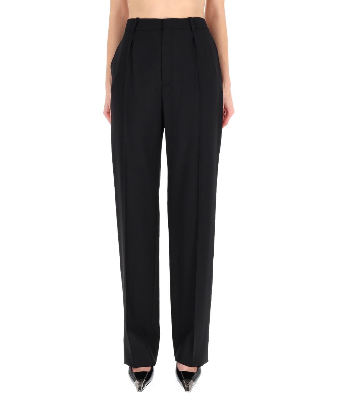 SAINT LAURENT Черные хлопковые прямые брюки, фото 1