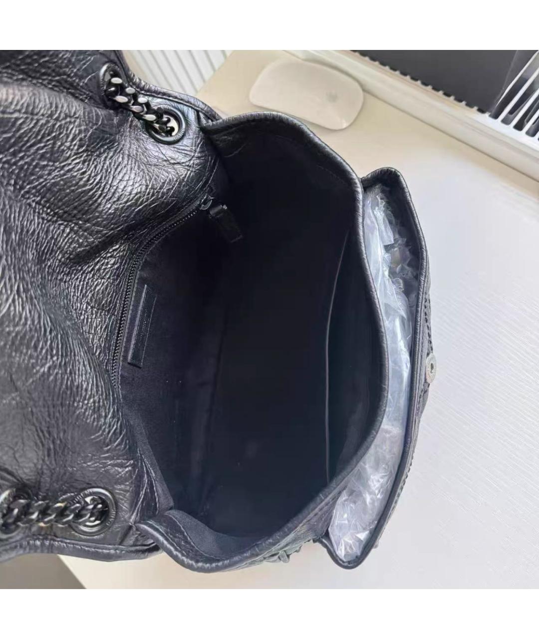 SAINT LAURENT Черная кожаная сумка через плечо, фото 7
