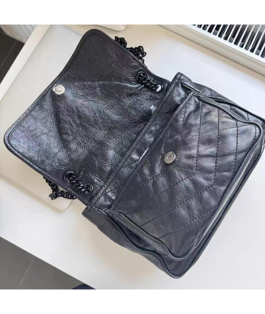 SAINT LAURENT Черная кожаная сумка через плечо, фото 8