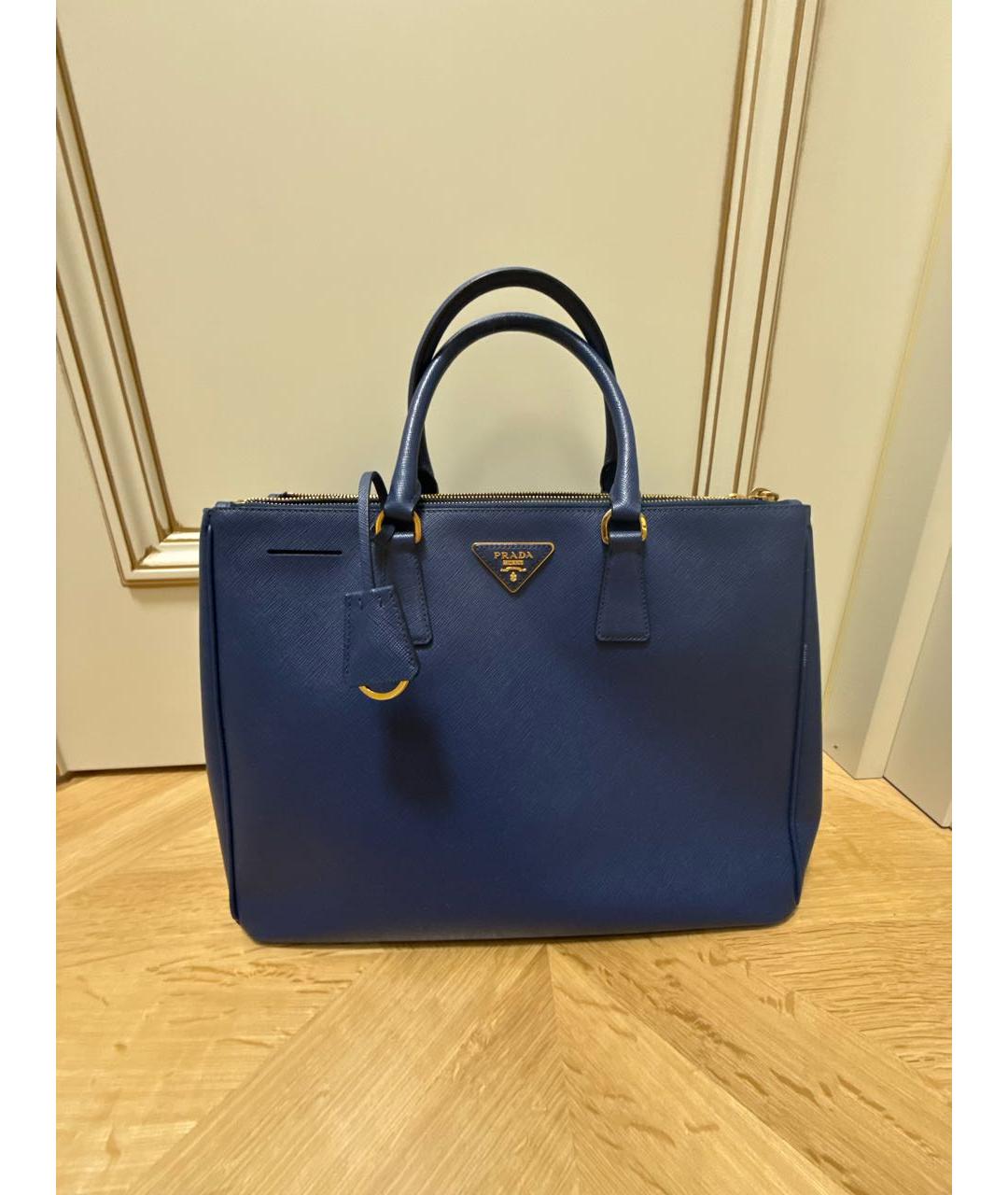 PRADA Синяя кожаная сумка с короткими ручками, фото 7