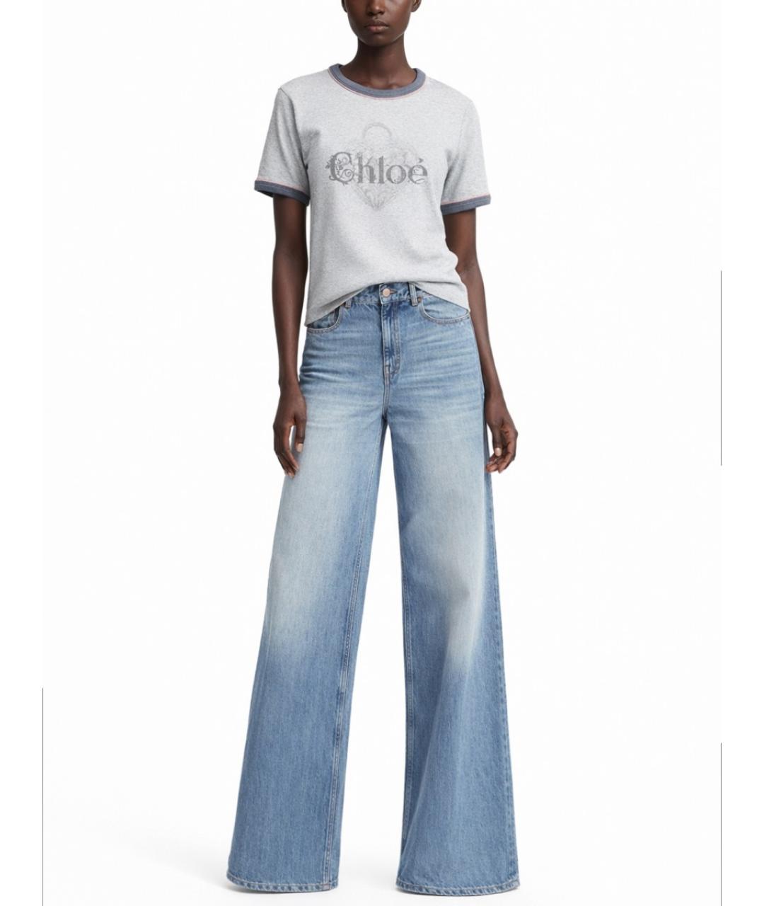 CHLOE Серая хлопковая футболка, фото 3