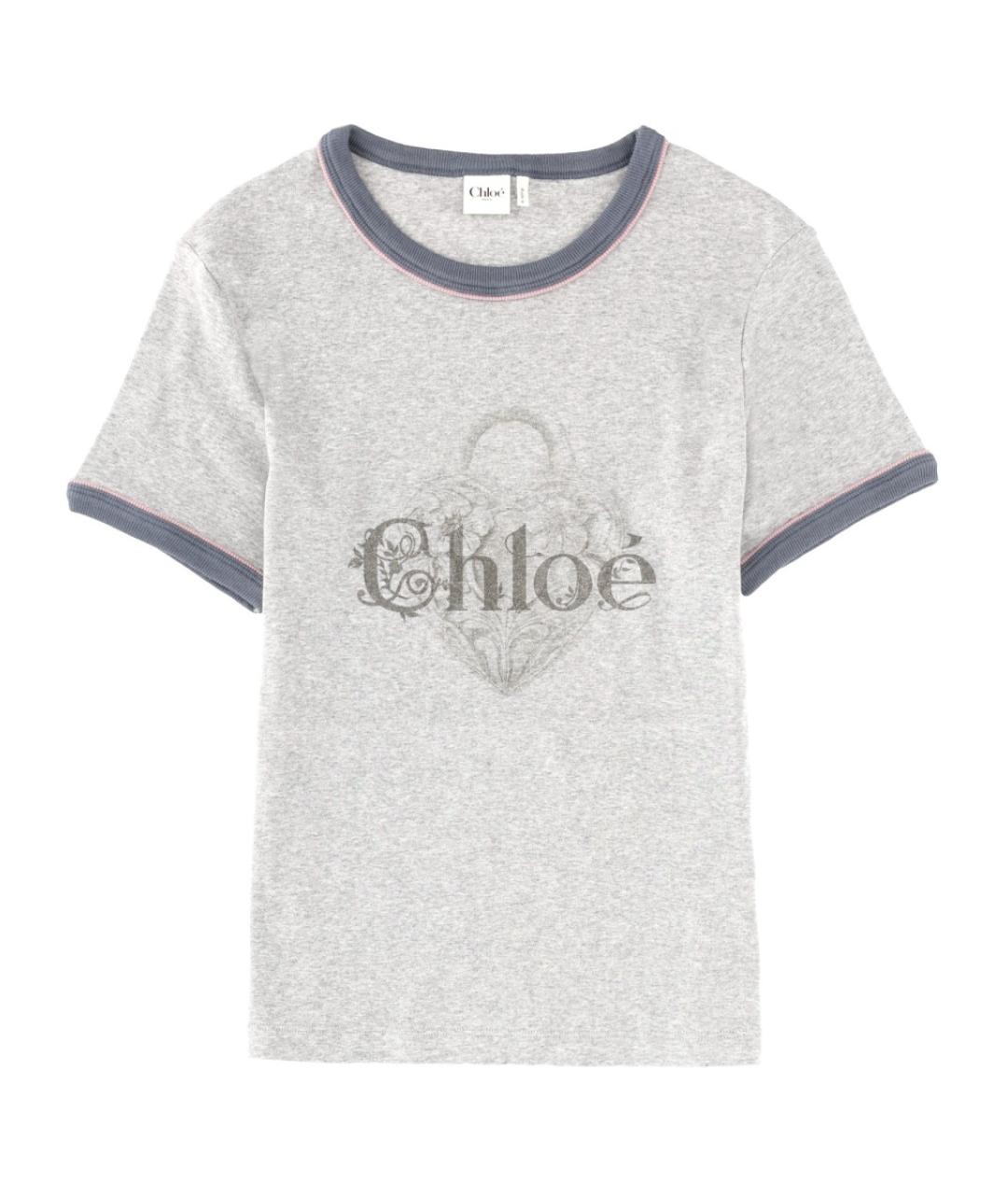 CHLOE Серая хлопковая футболка, фото 1