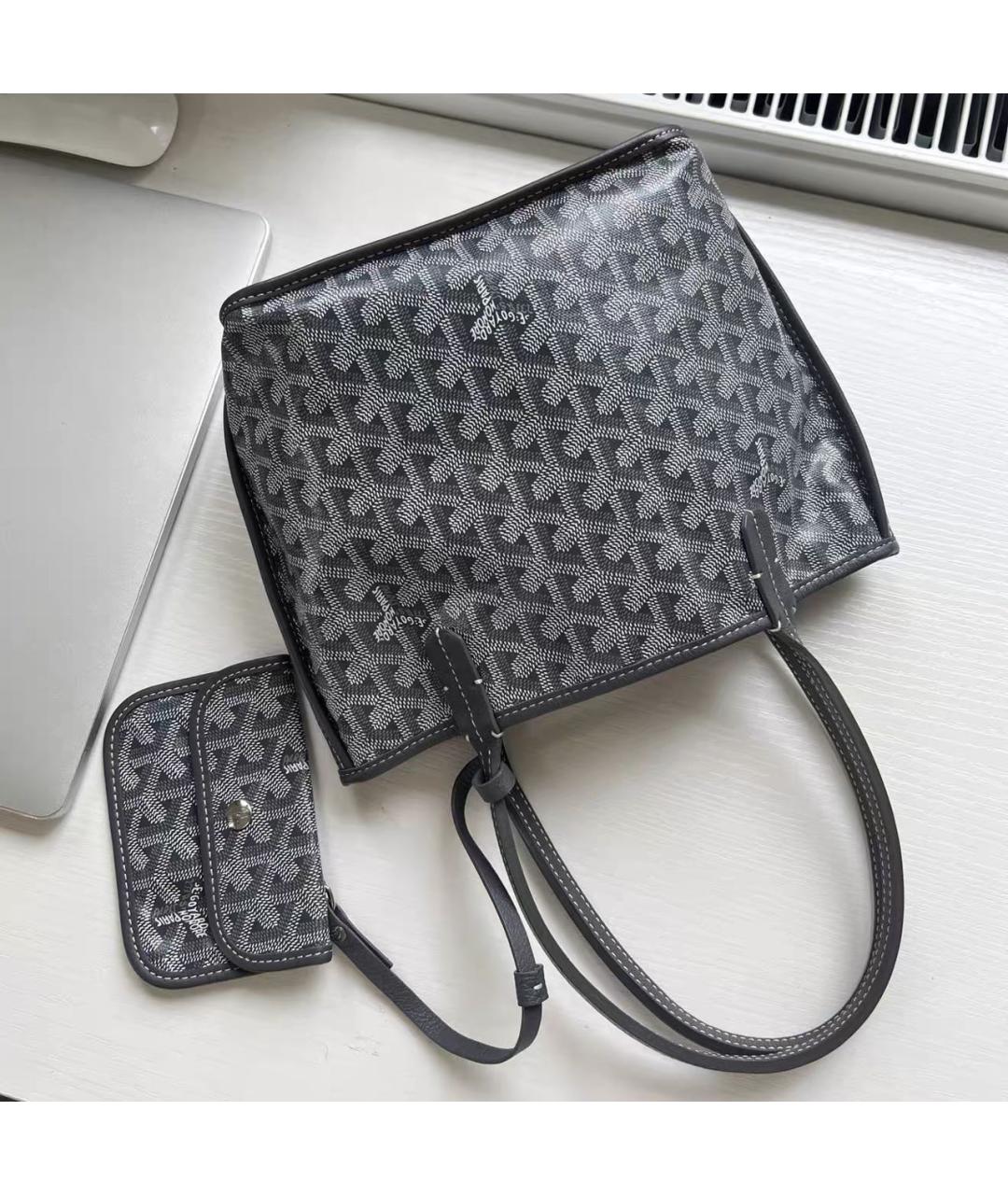 GOYARD Серая кожаная сумка тоут, фото 9