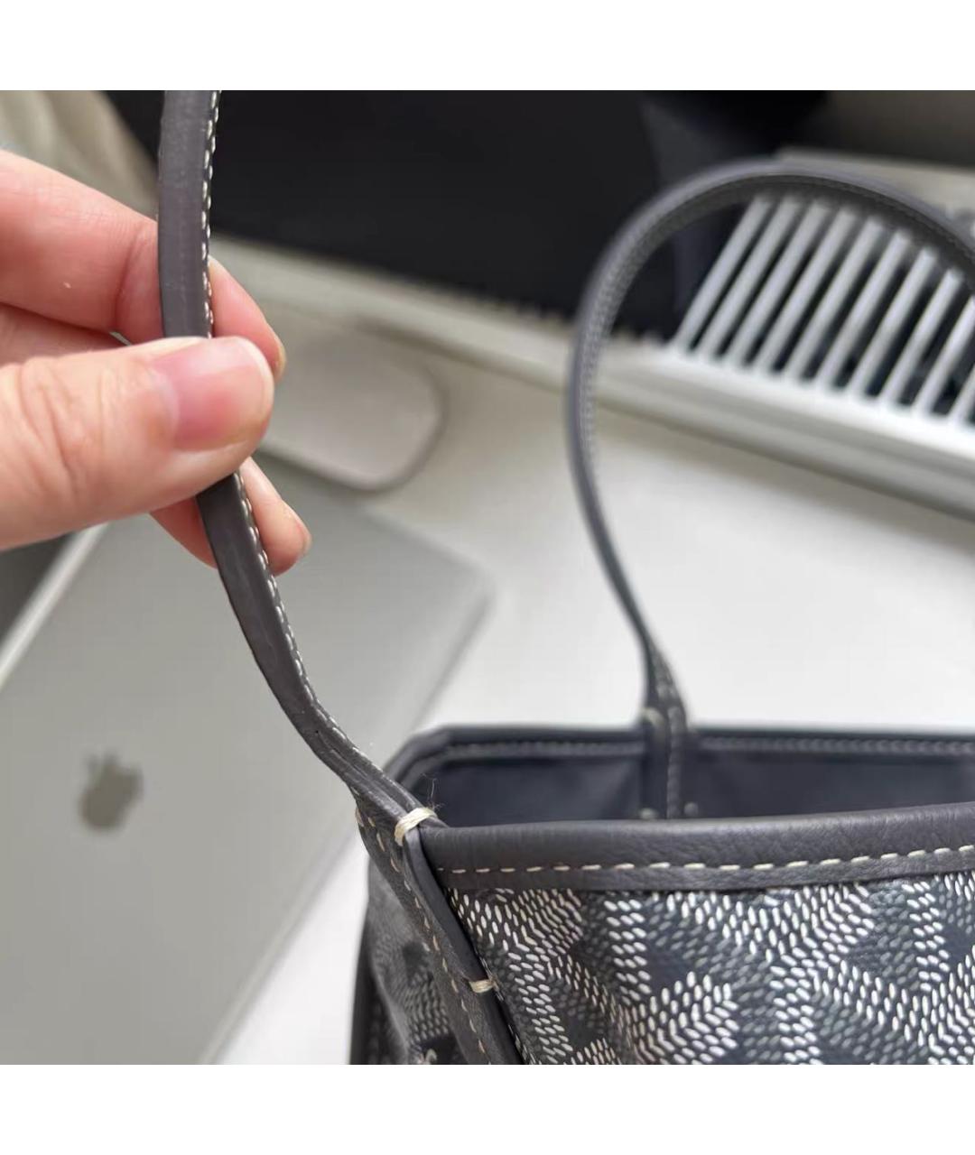 GOYARD Серая кожаная сумка тоут, фото 8