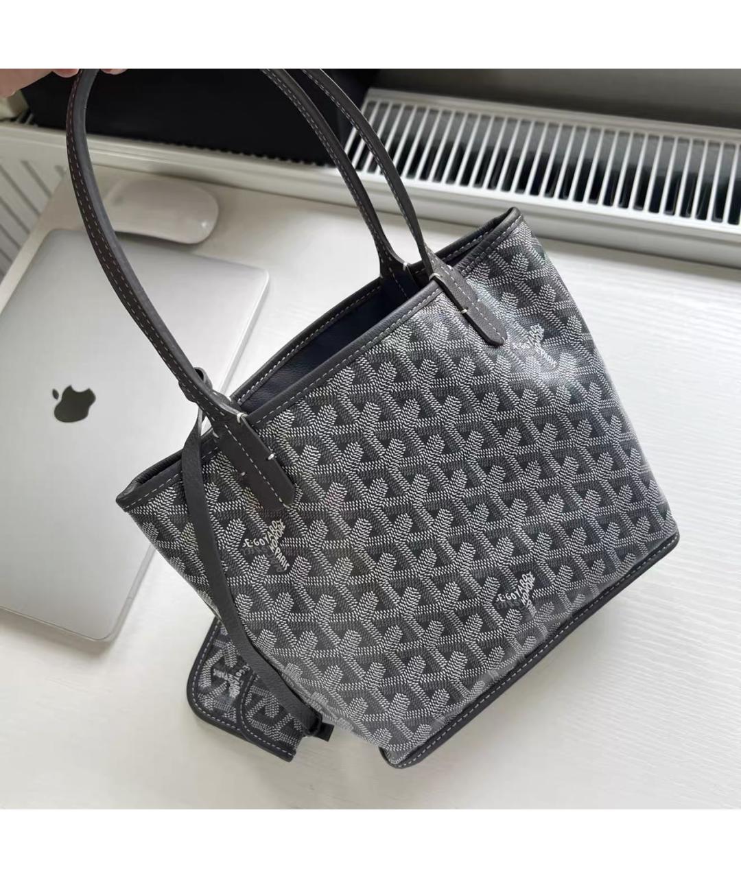 GOYARD Серая кожаная сумка тоут, фото 2