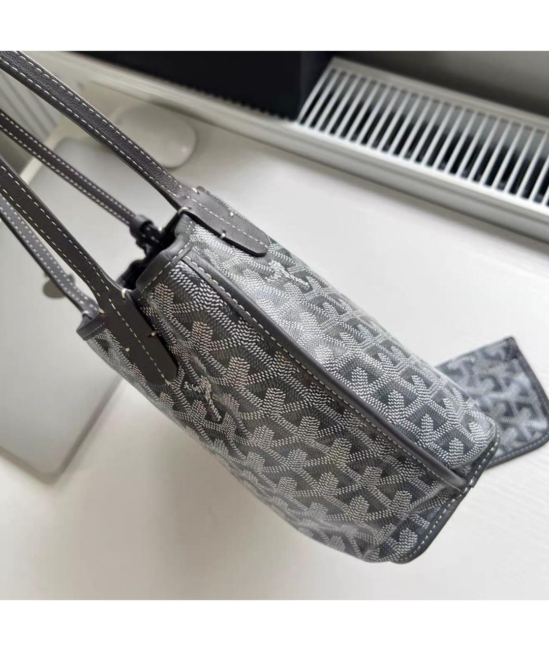 GOYARD Серая кожаная сумка тоут, фото 5