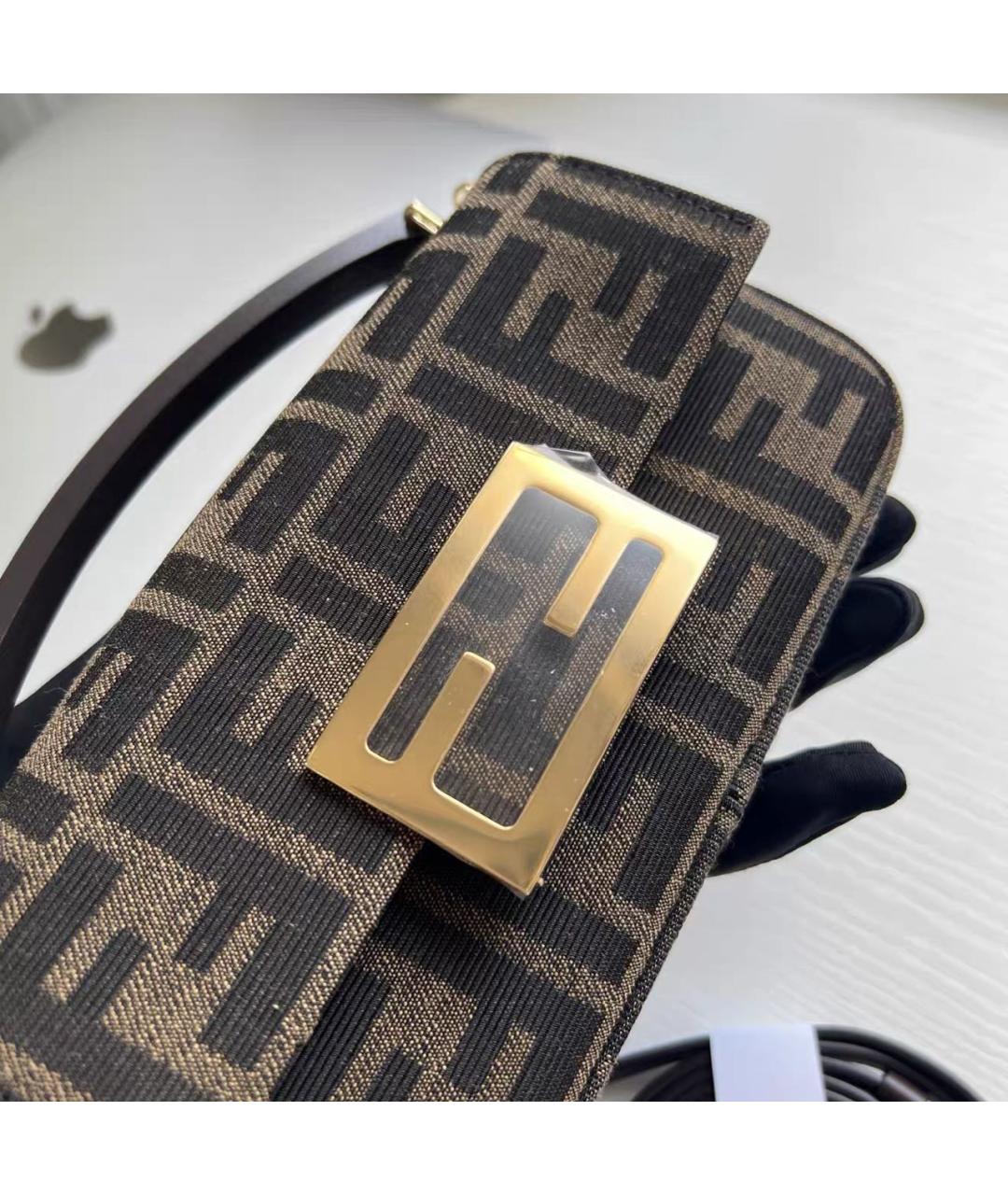 FENDI Коричневая тканевая сумка через плечо, фото 3