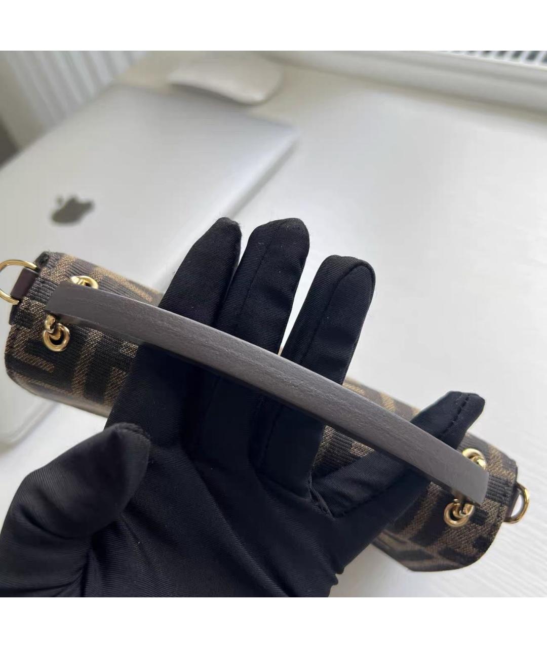 FENDI Коричневая тканевая сумка через плечо, фото 4