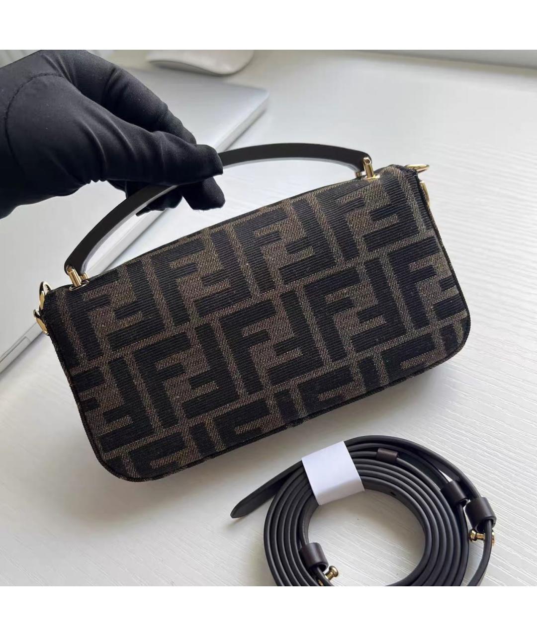 FENDI Коричневая тканевая сумка через плечо, фото 2