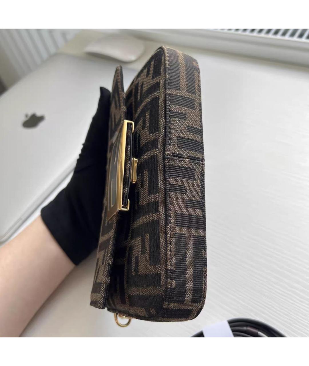 FENDI Коричневая тканевая сумка через плечо, фото 7