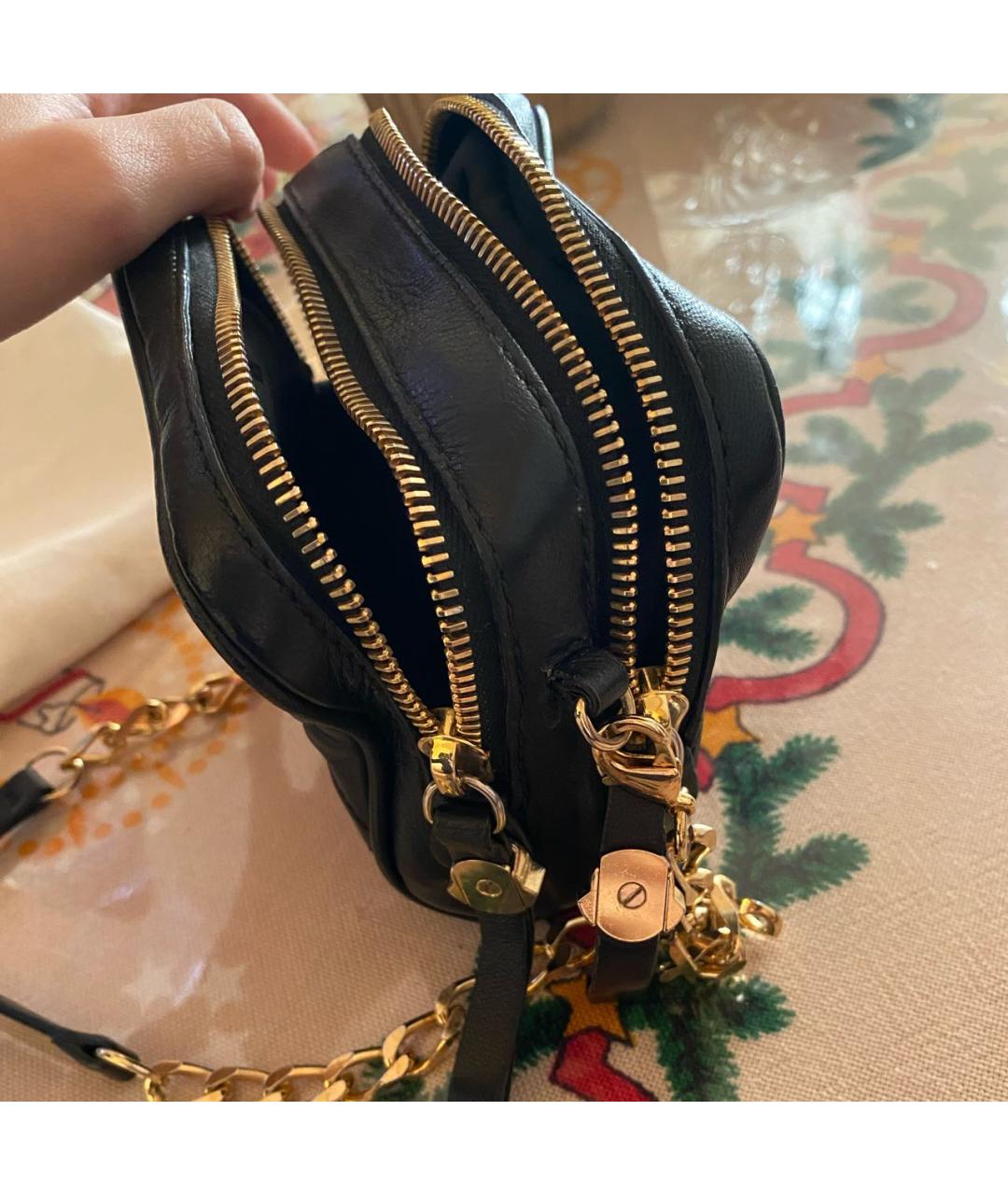 MONCLER Черная кожаная сумка через плечо, фото 2