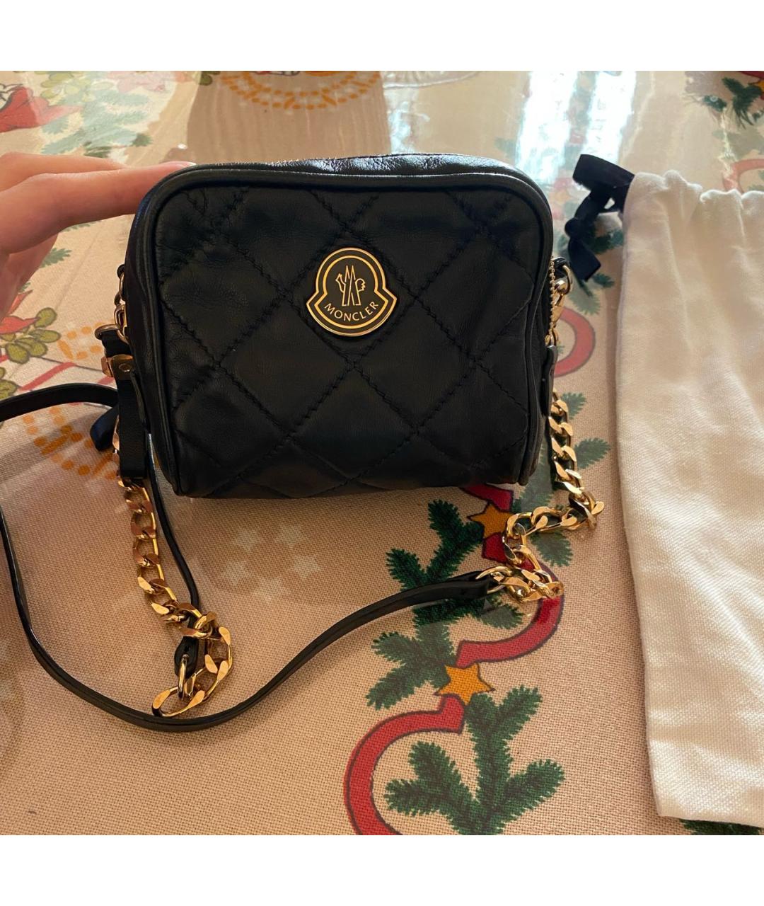 MONCLER Черная кожаная сумка через плечо, фото 8