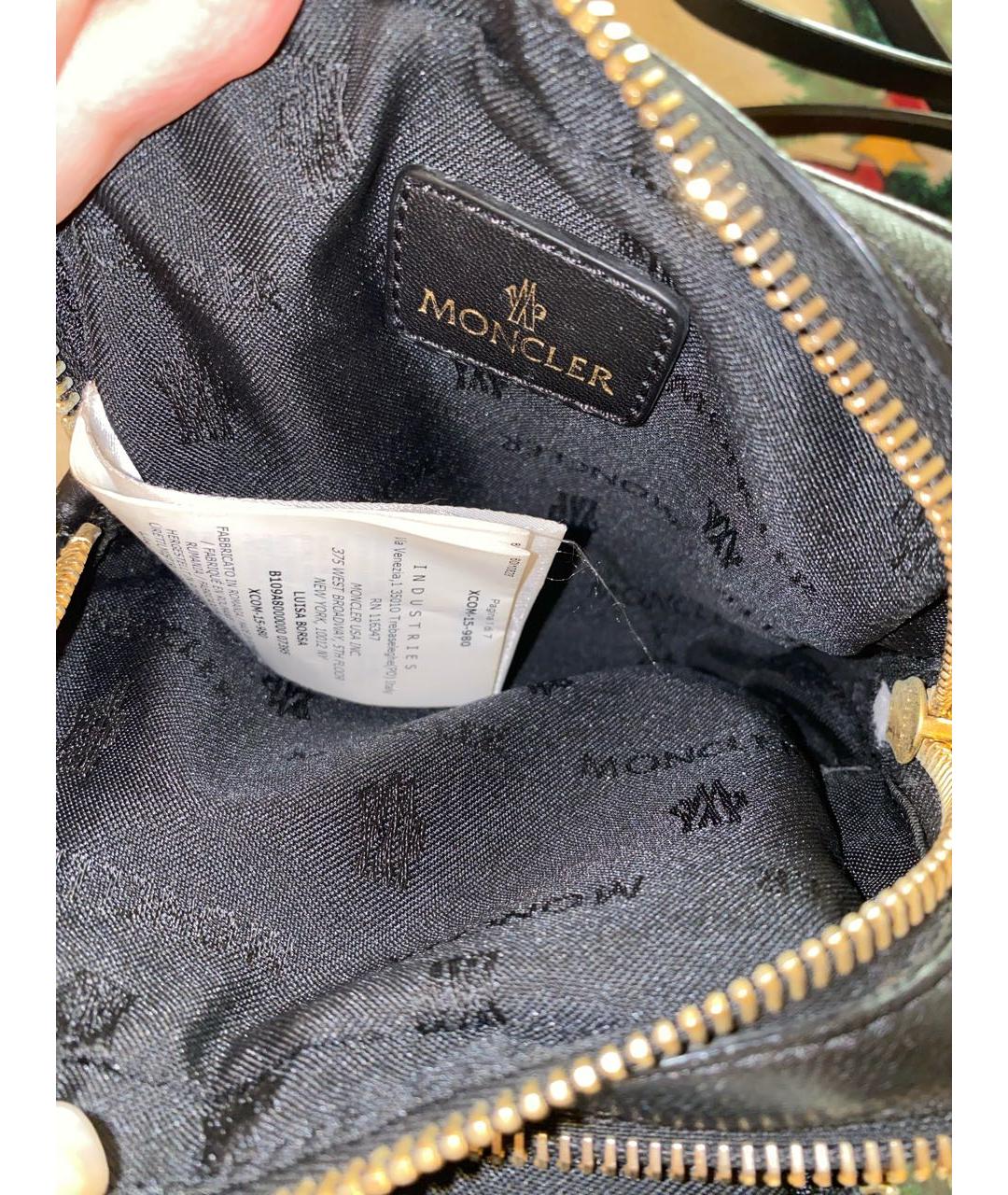 MONCLER Черная кожаная сумка через плечо, фото 6