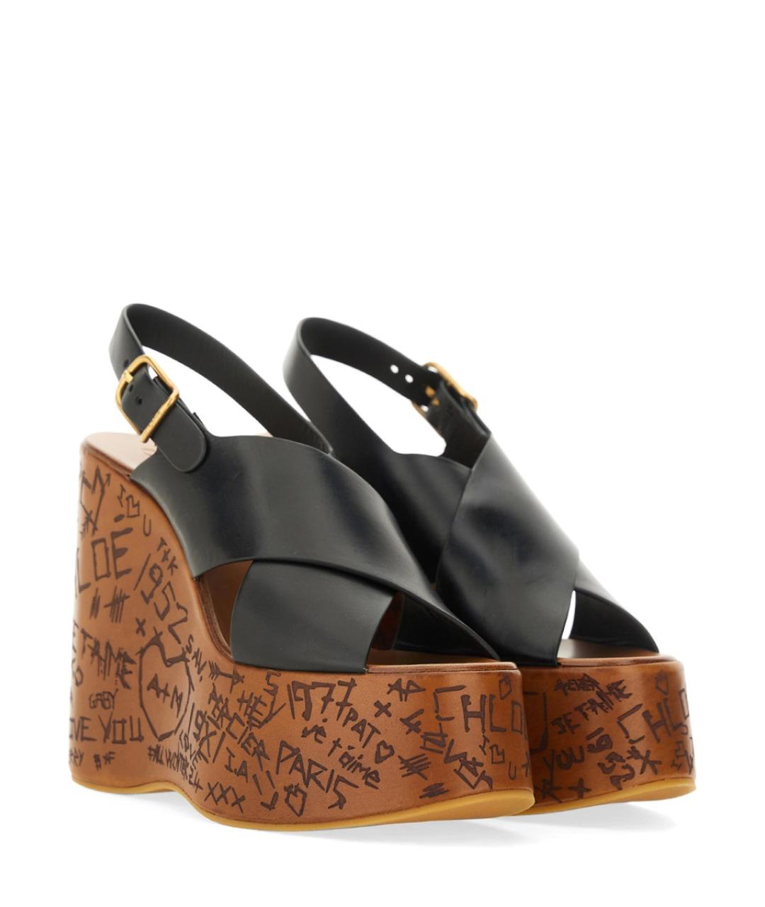 CHLOE Черные кожаные сандалии, фото 2