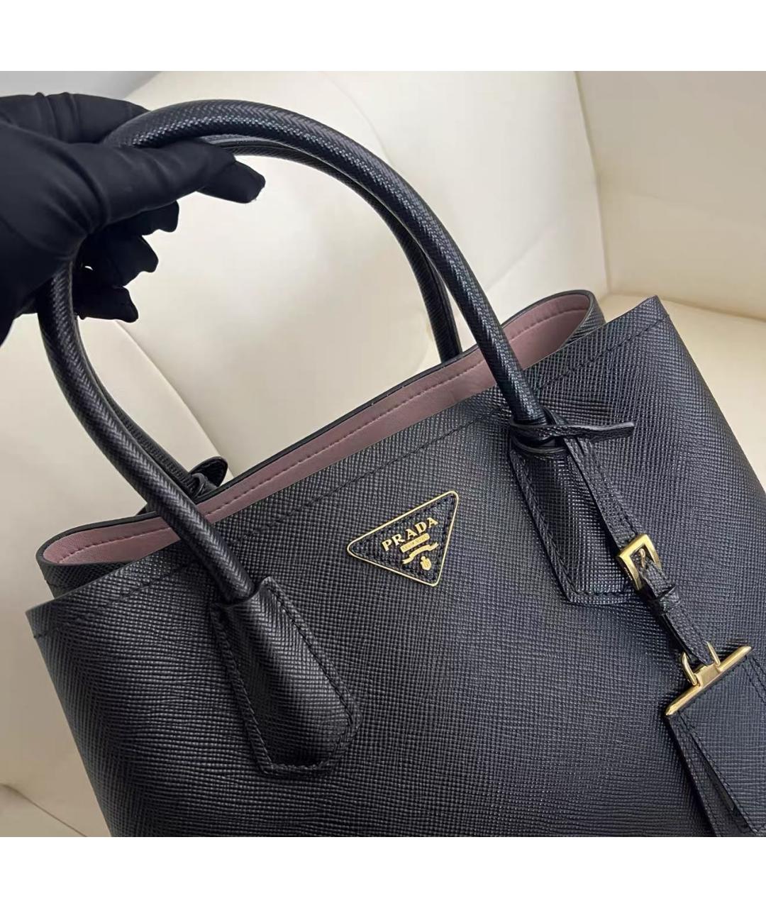 PRADA Черная кожаная сумка с короткими ручками, фото 2