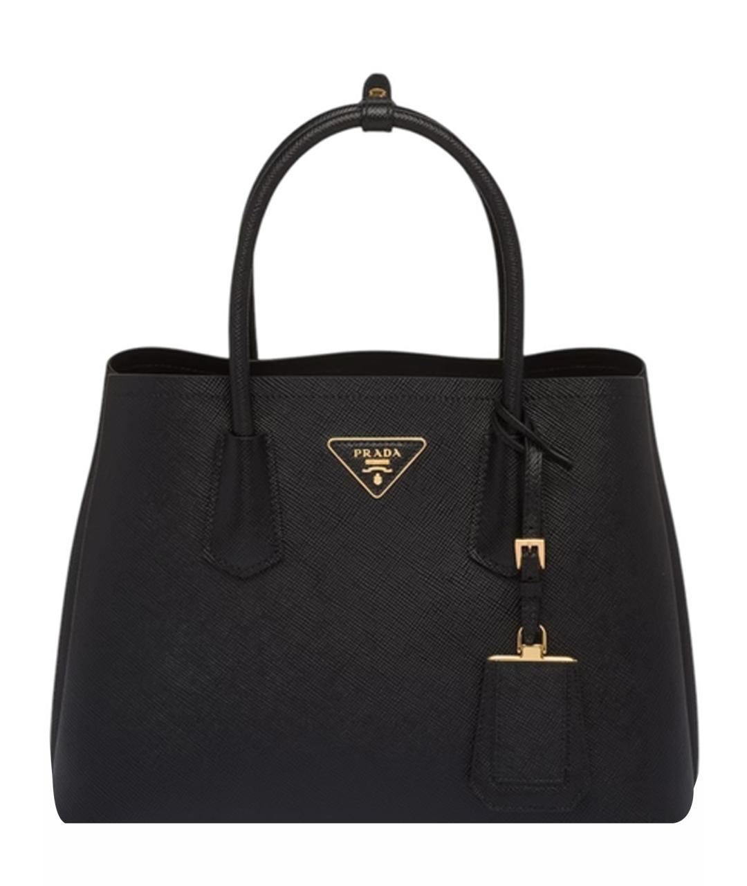 PRADA Черная кожаная сумка с короткими ручками, фото 1