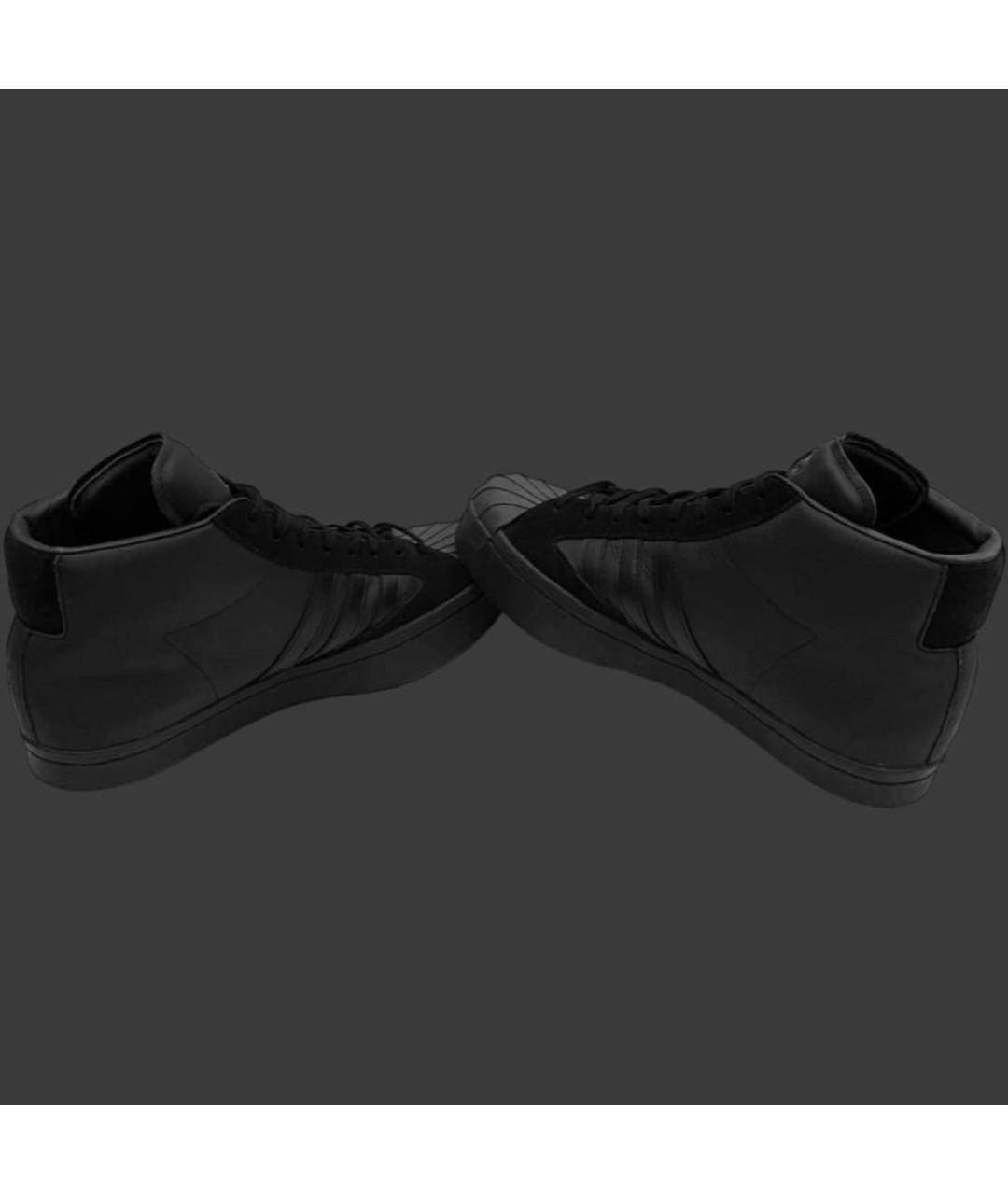 Y-3 Черные кожаные высокие кроссовки / кеды, фото 3
