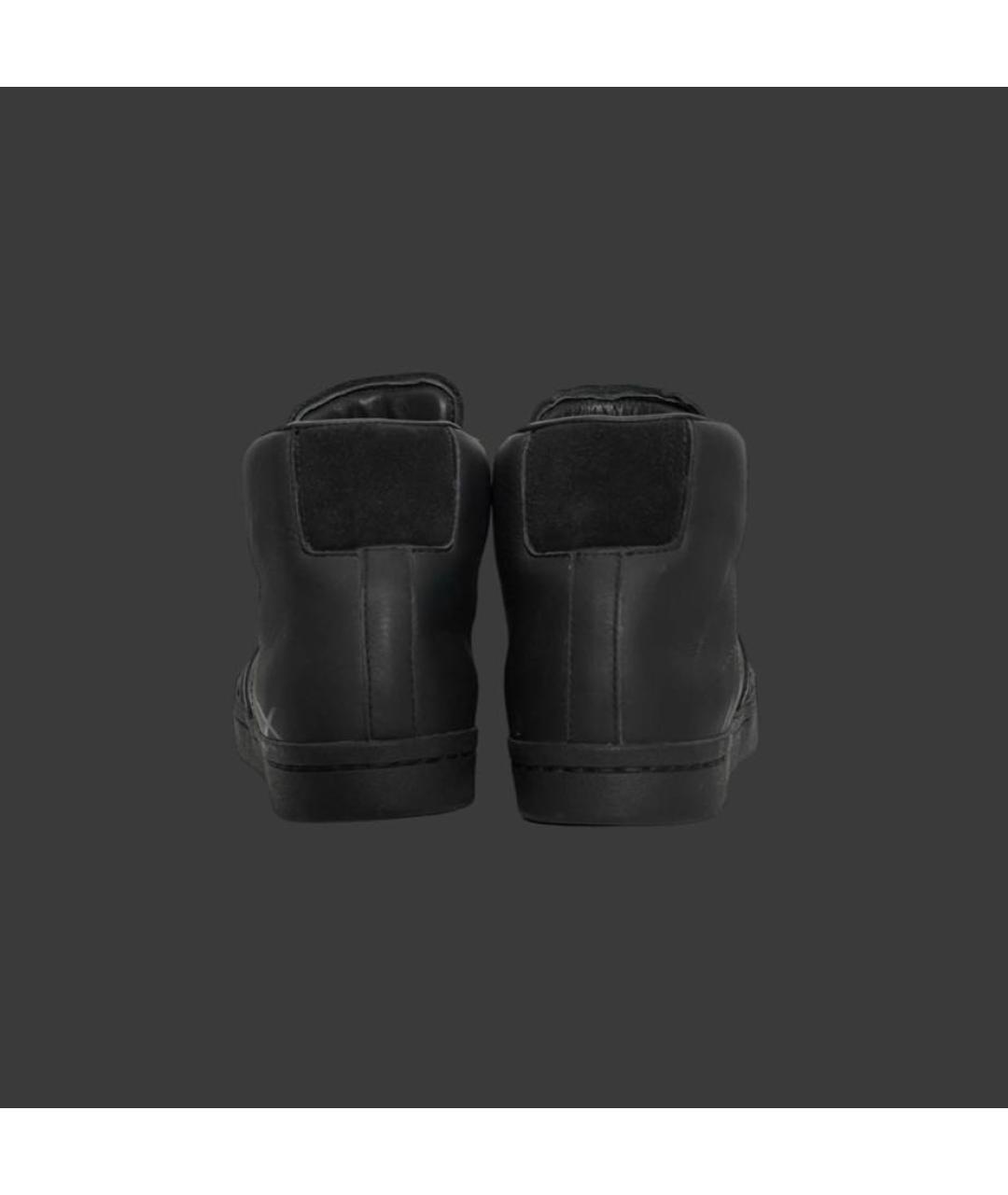 Y-3 Черные кожаные высокие кроссовки / кеды, фото 4