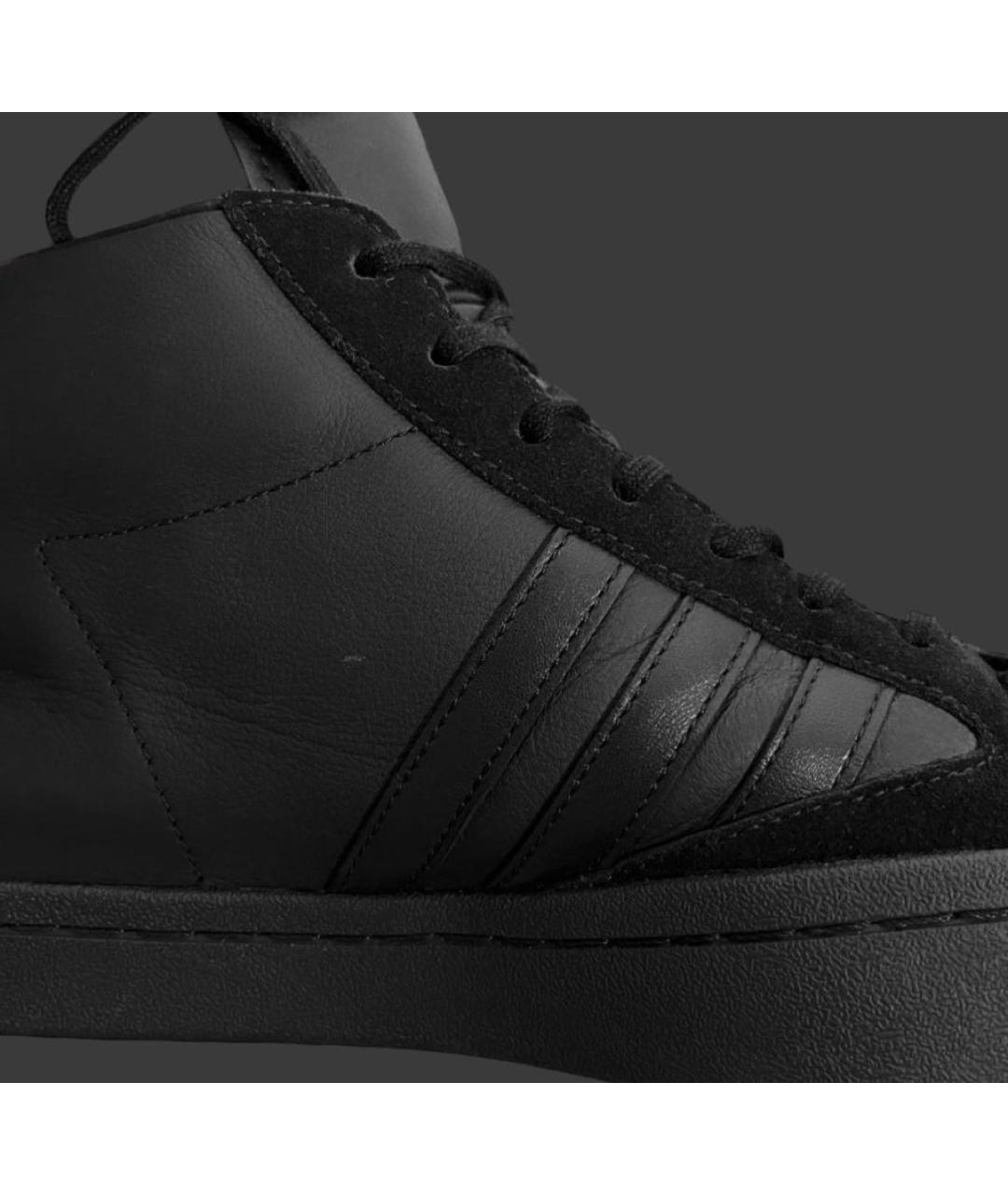 Y-3 Черные кожаные высокие кроссовки / кеды, фото 7