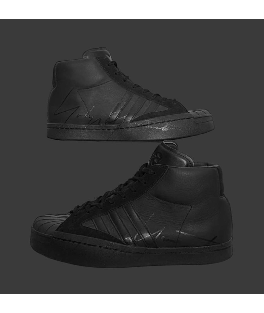 Y-3 Черные кожаные высокие кроссовки / кеды, фото 6