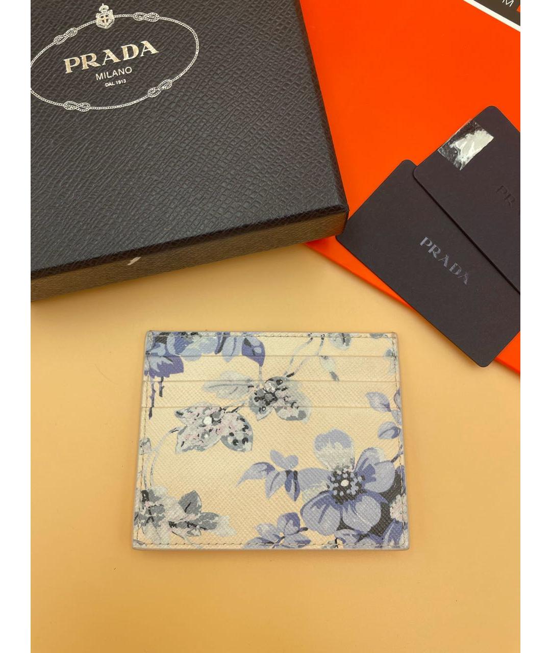 PRADA Голубой кожаный кардхолдер, фото 5