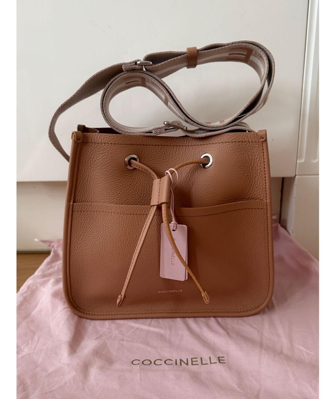 COCCINELLE Коричневая кожаная сумка через плечо, фото 9