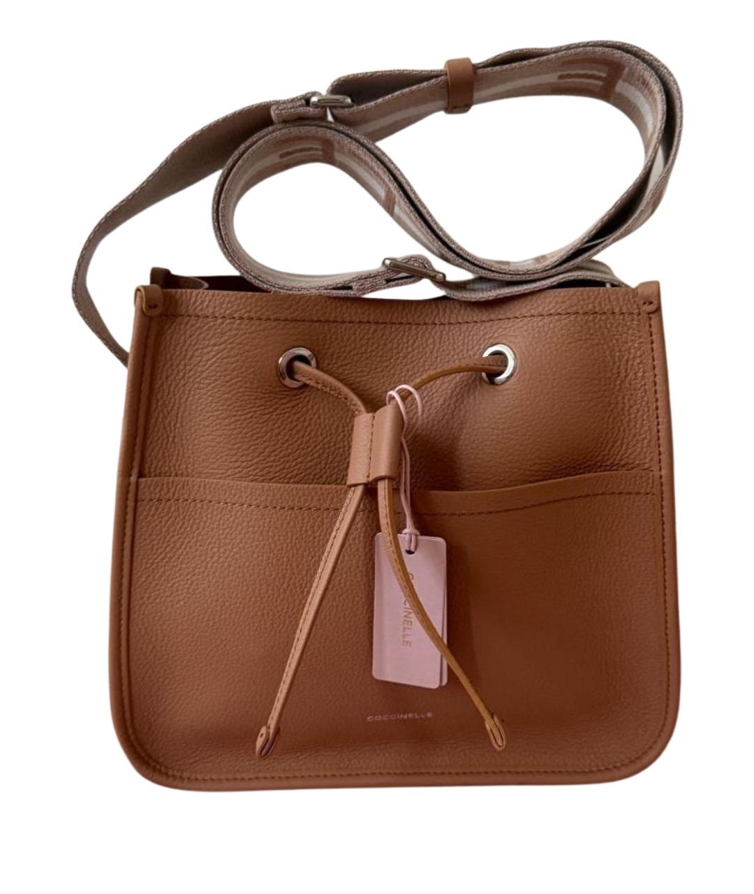 COCCINELLE Коричневая кожаная сумка через плечо, фото 1
