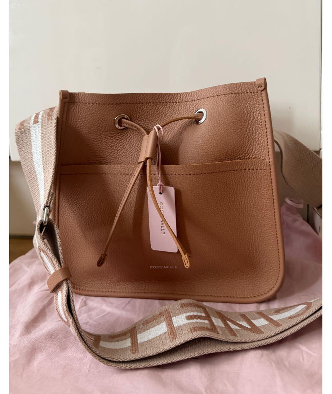 COCCINELLE Коричневая кожаная сумка через плечо, фото 6