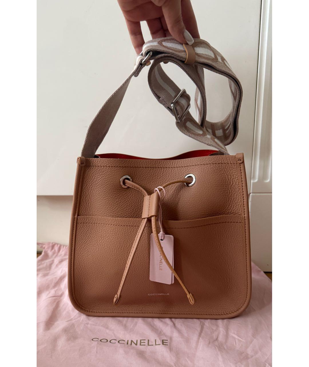 COCCINELLE Коричневая кожаная сумка через плечо, фото 7