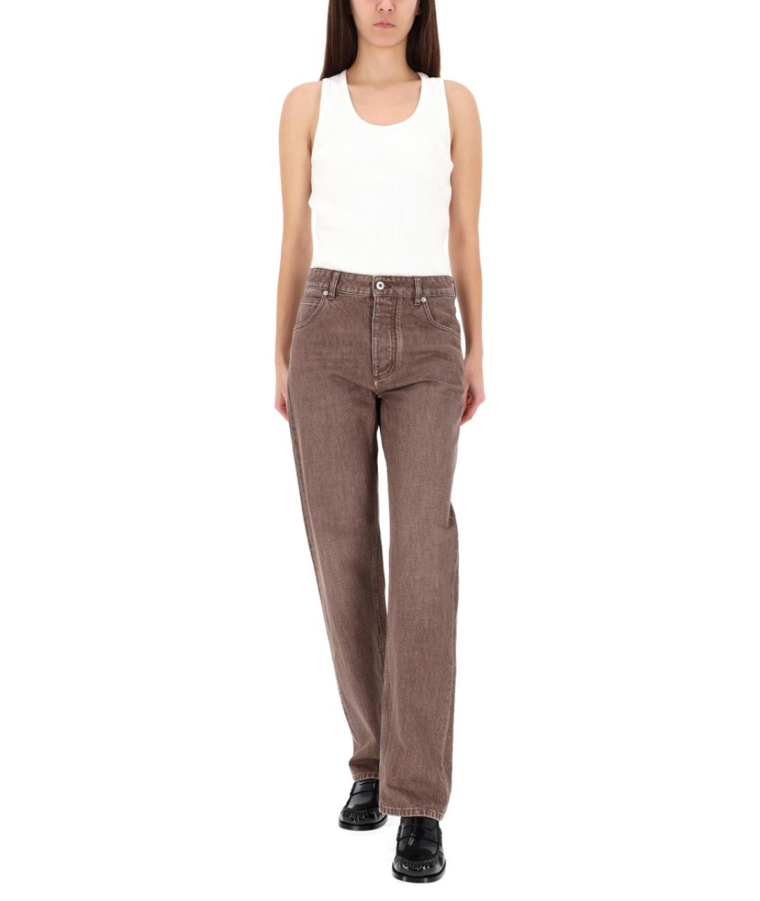 BOTTEGA VENETA Коричневые хлопковые прямые джинсы, фото 2