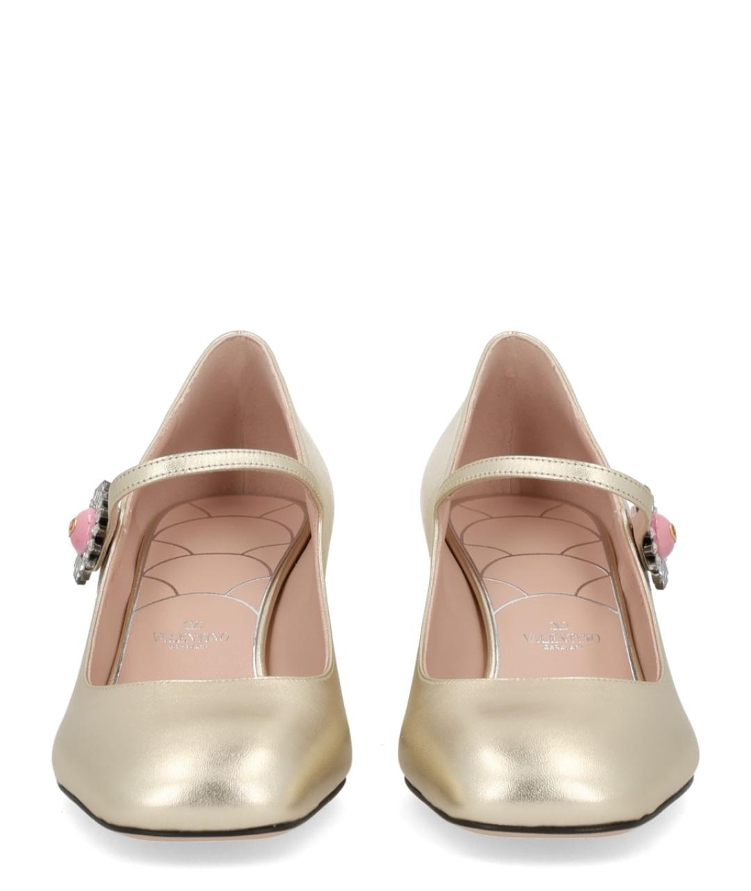 VALENTINO Золотые кожаные сандалии, фото 3
