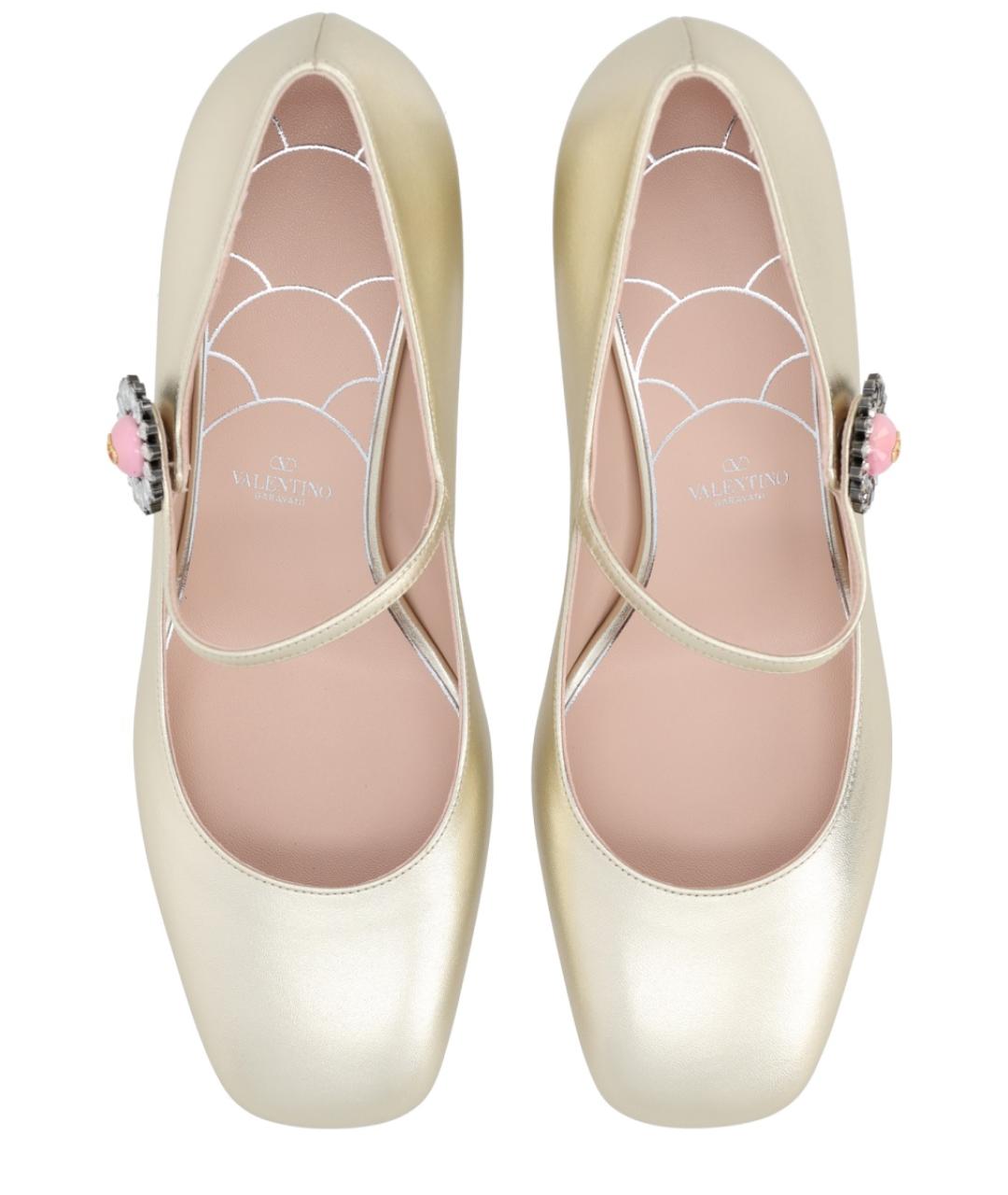 VALENTINO Золотые кожаные сандалии, фото 4