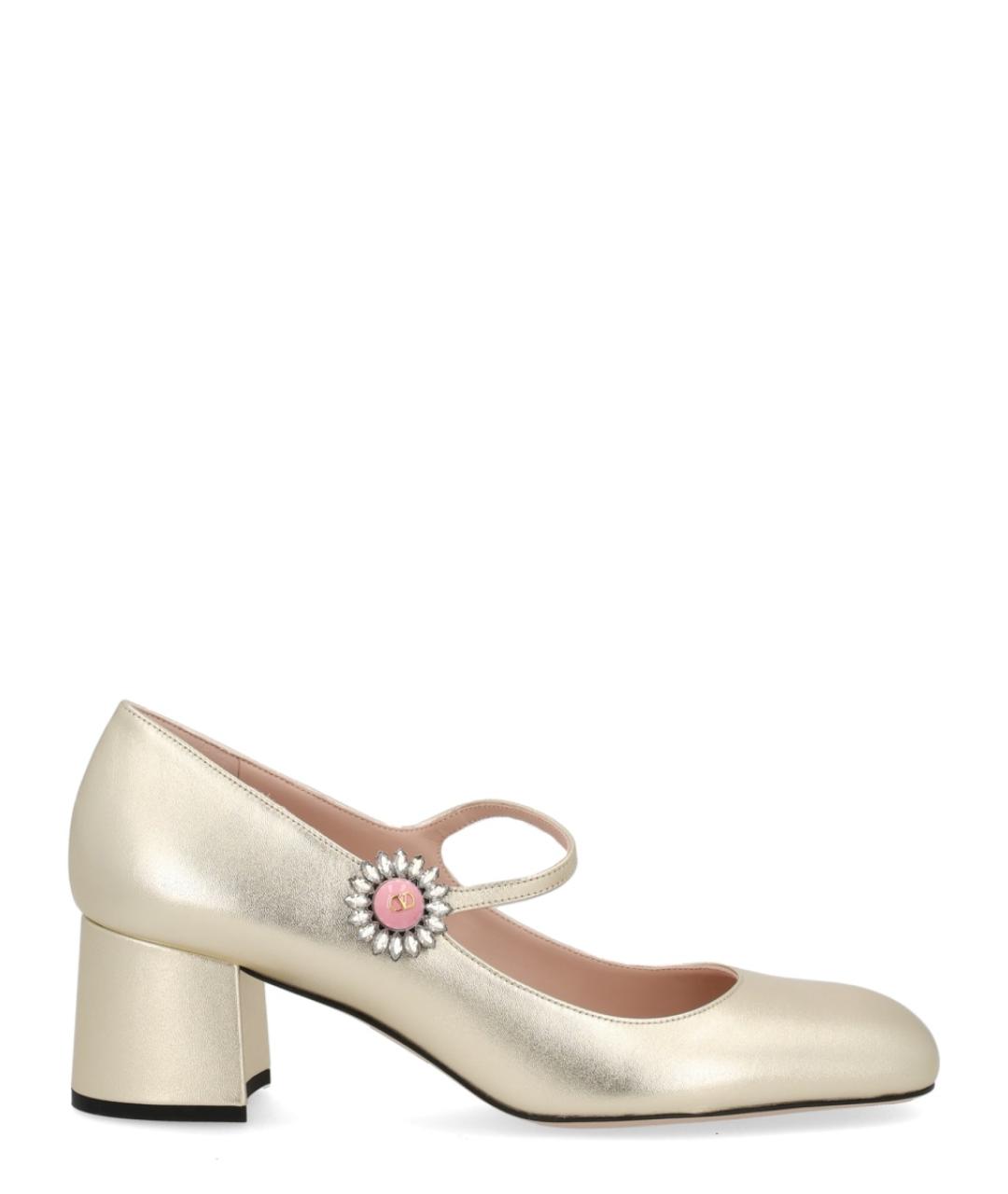 VALENTINO Золотые кожаные сандалии, фото 1