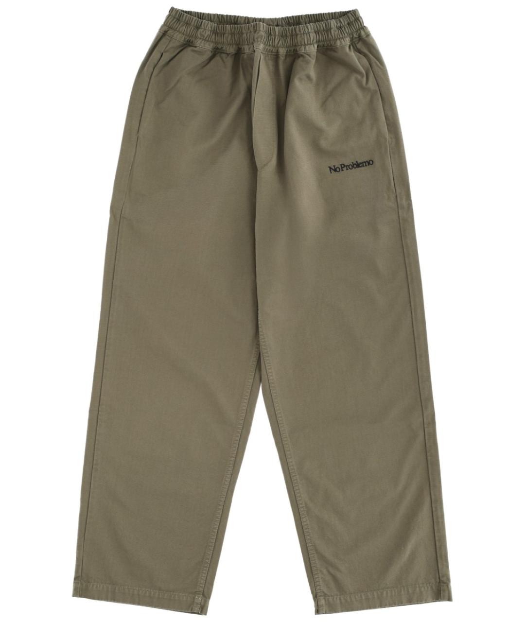 NO PROBLEMO Зеленые хлопковые прямые брюки, фото 1