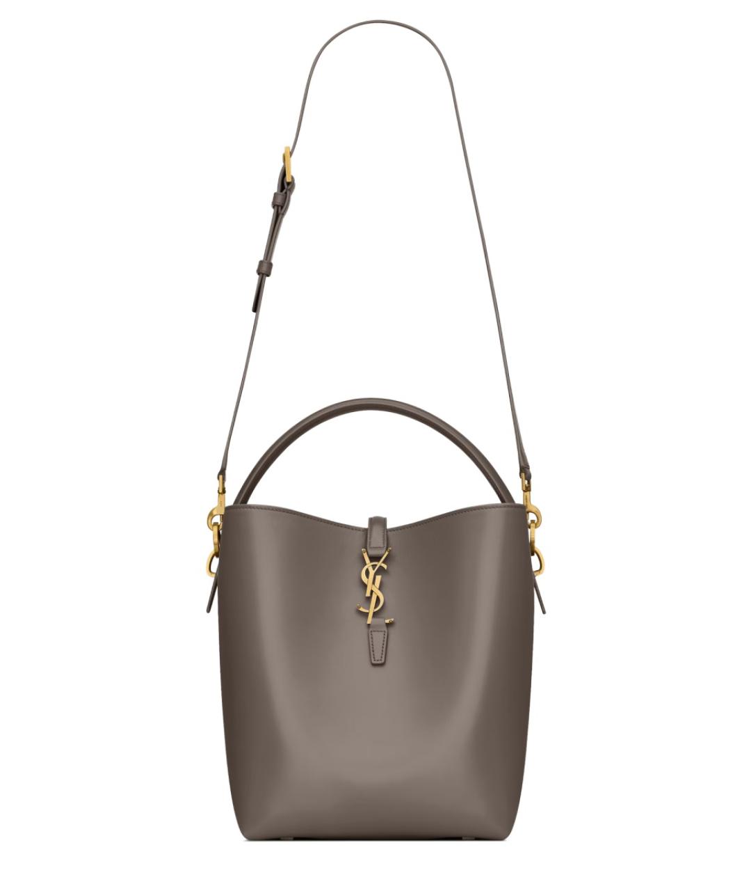 SAINT LAURENT Серая кожаная сумка через плечо, фото 2