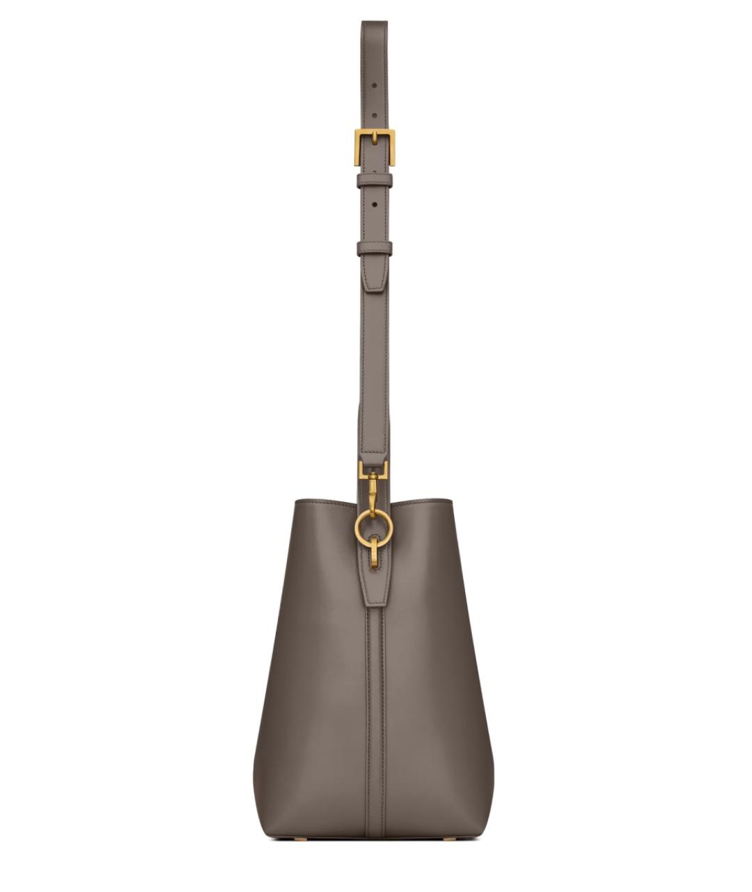 SAINT LAURENT Серая кожаная сумка через плечо, фото 4